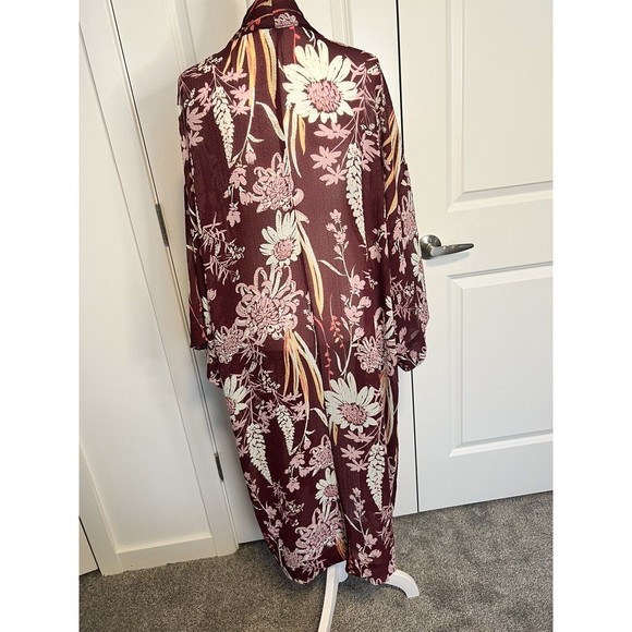 Free People Intimate Floral Duster Cover Up Open Front Lightweight Size Small S - Picture 12 of 16